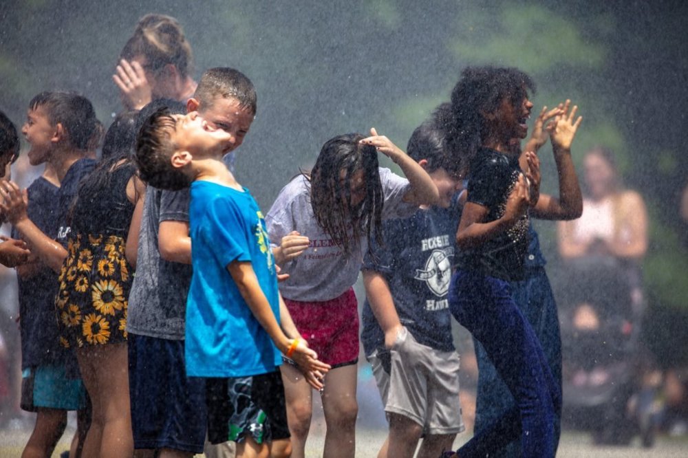 Students getting soaked
