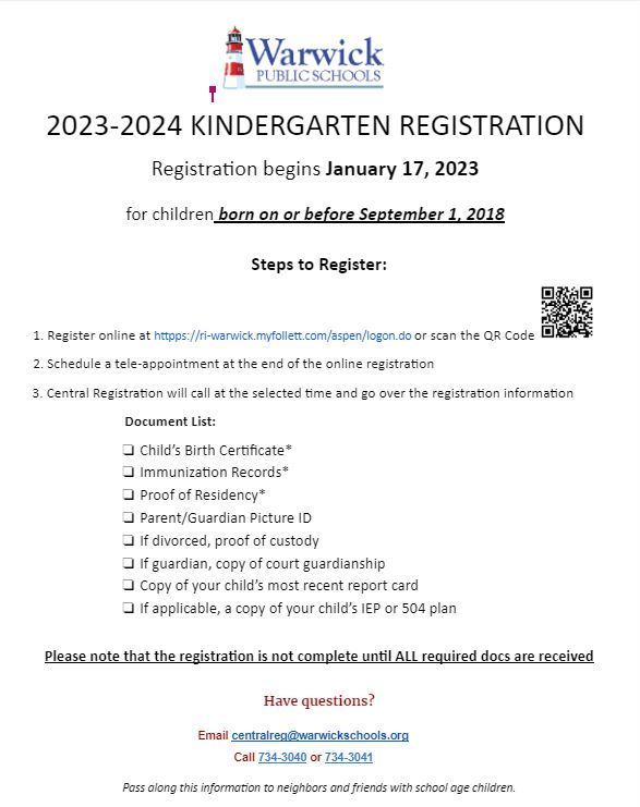 2023-2024  Kindergarten Registration