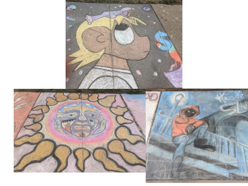 3 Album Covers drawn with chalk