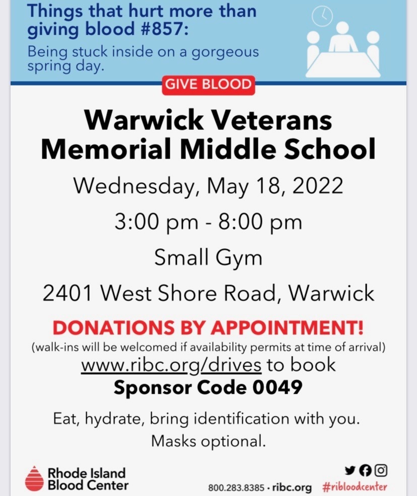 Blood Drive - May 18th flyer