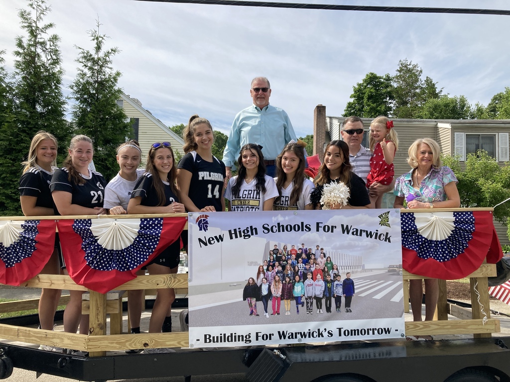 New high schools for Warwick text students and staff on a float