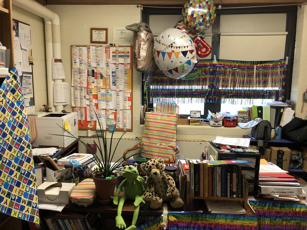 principal's office covered in stripes