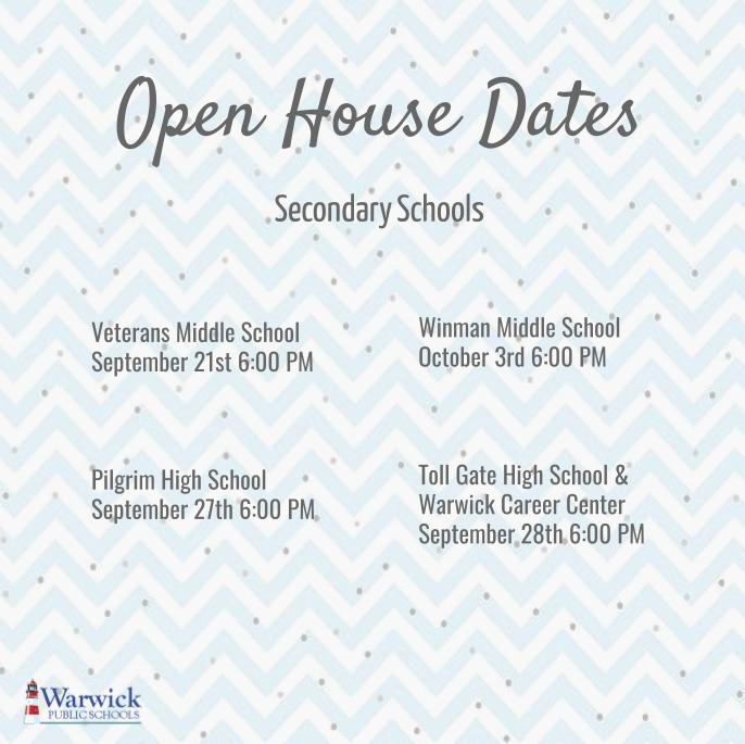 Open house dates for secondary schools