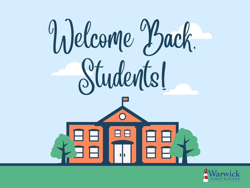 Welcome back students! school building clip art and wps logo