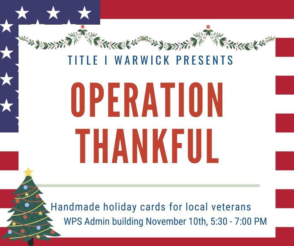 operation thankful handmade holiday cards for local veterans wps admin building november 10th 5:30-7 PM