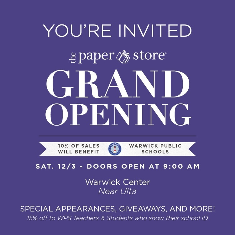 you’re invited to the paper store grand opening in Warwick 12/3