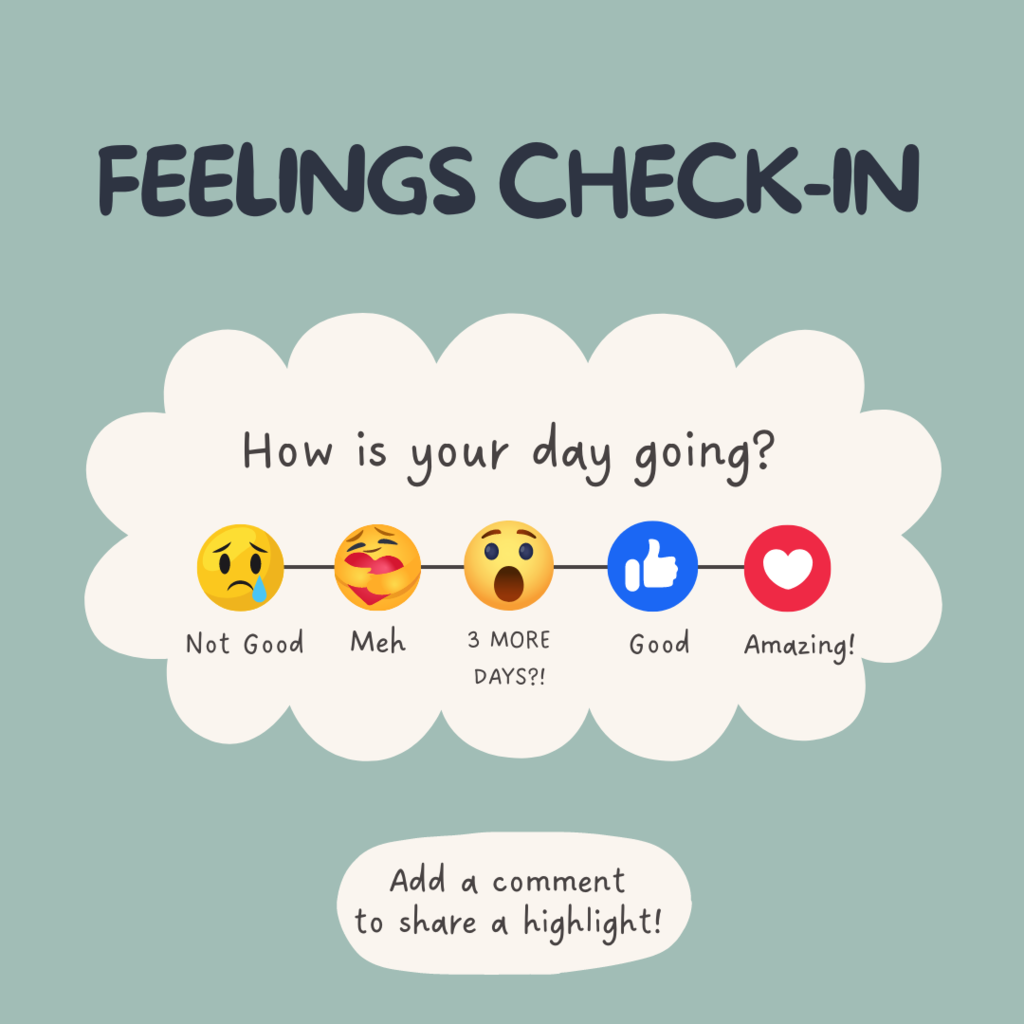 feelings check in how is your day going? emoji options