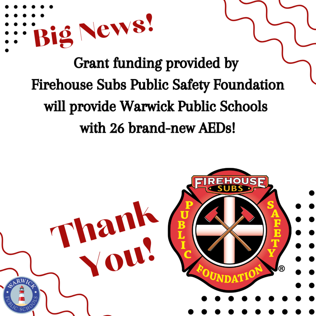big news! brand new aeds for warwick schools from firehouse public safety foundation