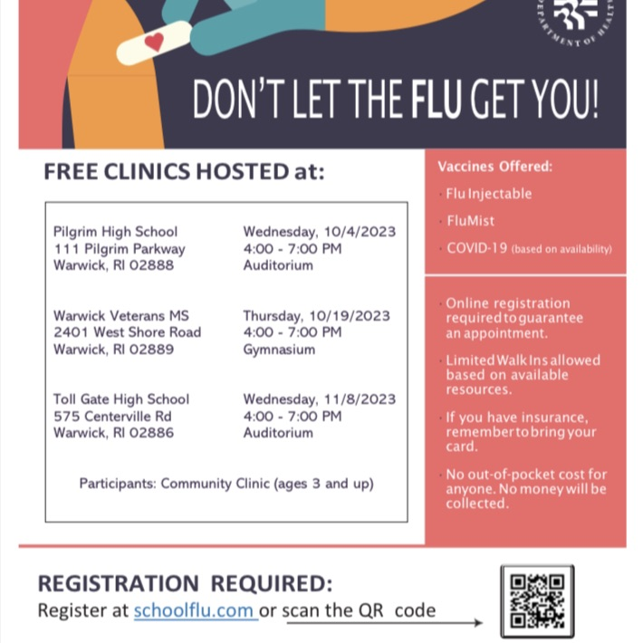 don’t let the flu get you, flu clinic informational flyer